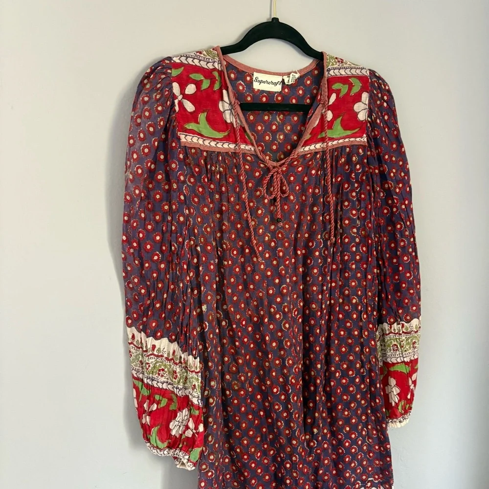 SOLD Vintage 60s 70s Indian Cotton Gauze Dress / Vintage Bohemian Gauze Dress - Picture 2 of 10